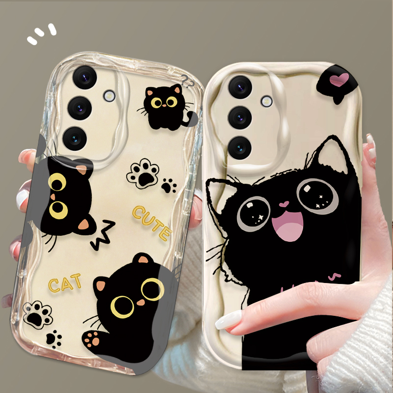 Samsung Galaxy A55 - Etui Cute Big Eyes Black Cat